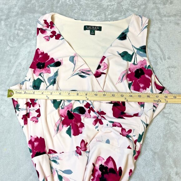 Lauren Ralph Lauren Women's Carana Floral Dress Size 16‎ Faux Wrap Feminine Pink - Picture 12 of 15